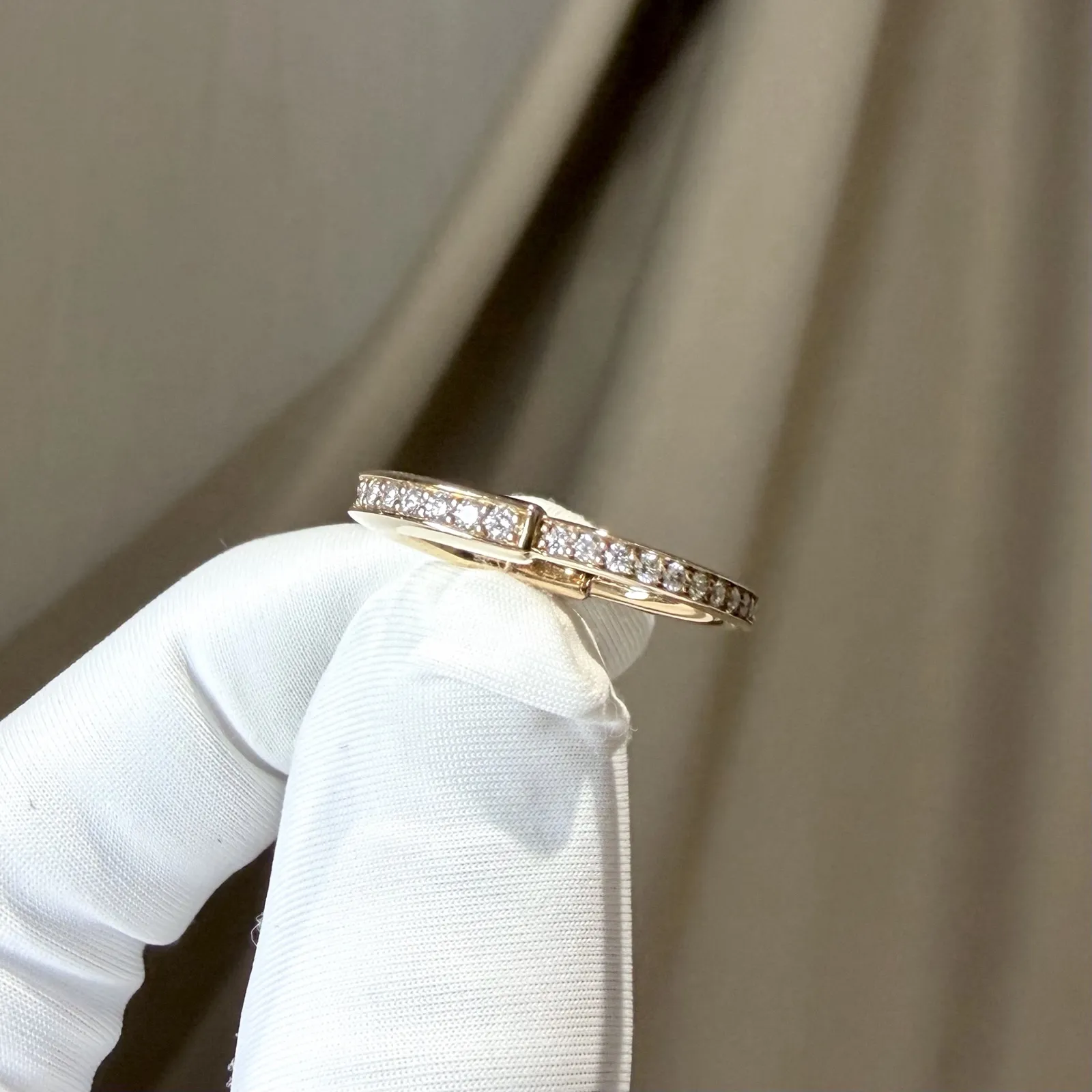 แหวน Tiffany & Co. Lock Ring Rose Gold 18K Diamonds Paved 0.35ct Size 5